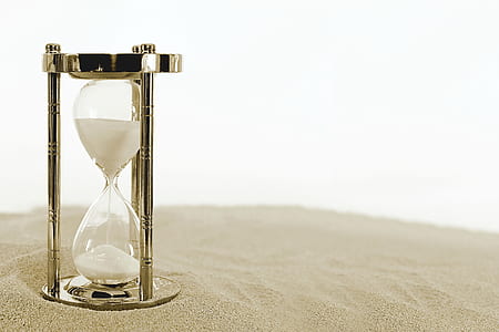 photo of clear hourglass with chrome steel base thumbnail