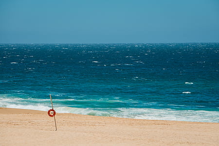 float ring on seashore at beach thumbnail