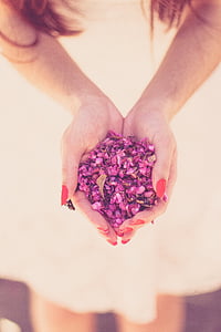 woman wearing white dress with pink petaled flowers on her hand thumbnail