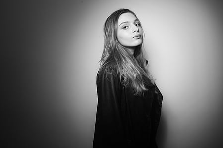 woman wearing black long-sleeved top thumbnail