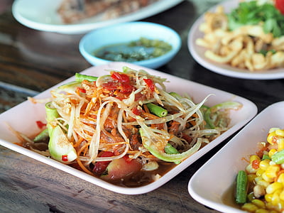 selective focus photo of shredded vegetables in white ceramic plate thumbnail