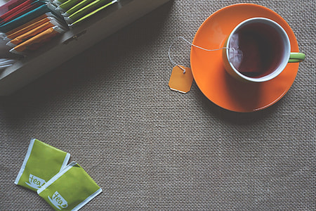 Overhead shot of a cup of tea thumbnail