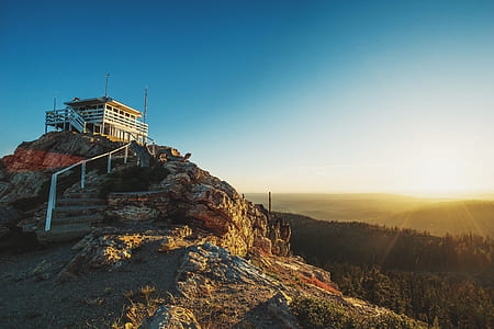 sunset, sunrise, house, rock thumbnail