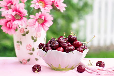 cherry on white ceramic bowl thumbnail