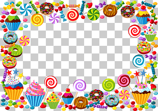 Candy cane Bonbon Gummy bear, candy border, multicolored dessert photo frame PNG clipart