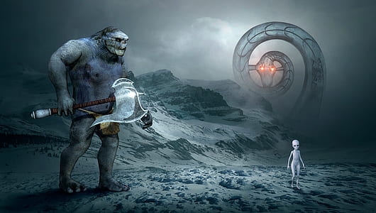 snake, alien and orc illustration thumbnail