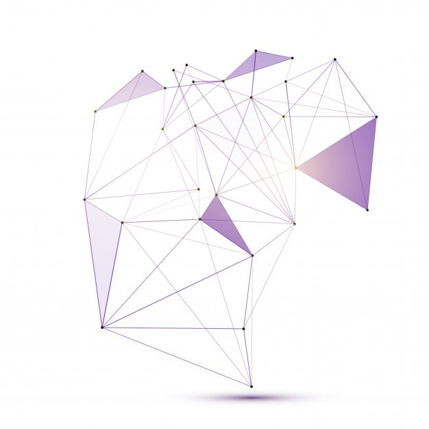 Abstract low poly geometric element with connecting dots and lines. eps file