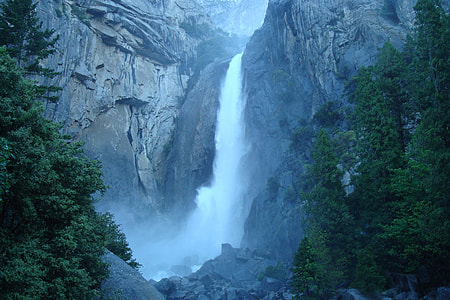 waterfalls near trees during daytime thumbnail