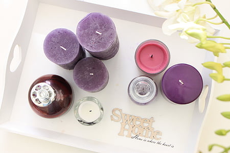 flat lay photography of candles on tray thumbnail