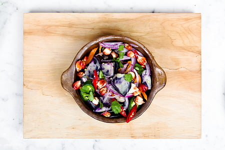 vegetable salad in brown bowl thumbnail