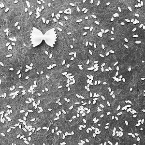 black-and-white, pasta, rice, black and white thumbnail