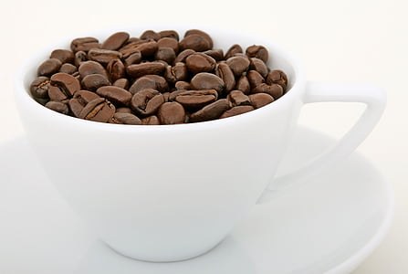 brown coffee beans on white ceramic cup thumbnail