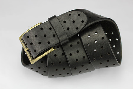 rolled black leather belt thumbnail