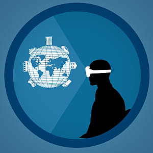 Illustration of person using virtual reality headset. thumbnail