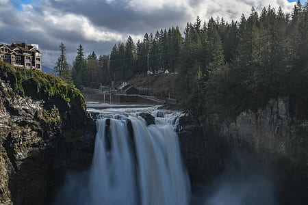 long exposure photography of mountain falls thumbnail