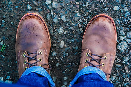 person wearing brown leather shoes thumbnail