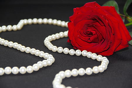 red rose near beaded necklace thumbnail