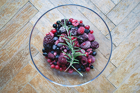 Frozen berries on a wooden floor thumbnail