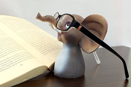 brown and gray elephant toy wearing eyeglasses thumbnail