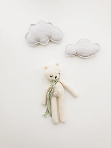 white animal knit plush toy thumbnail