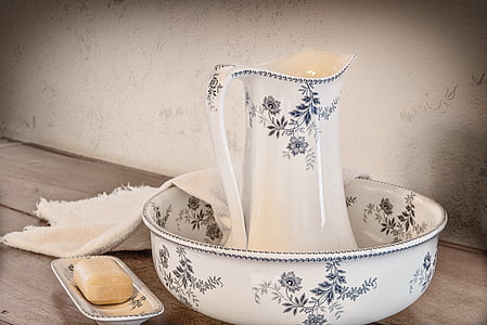 white ceramic wash basin with tray thumbnail