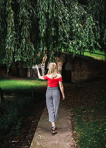 woman holding tree leaves during day time thumbnail