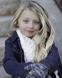 girl wearing blue denim jacket thumbnail