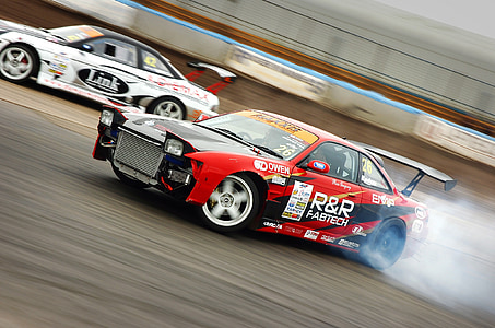 red and white racing cars thumbnail