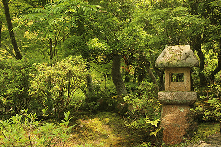 brown concrete post surrounded by green leafed trees thumbnail