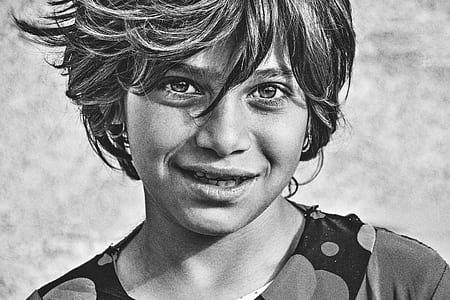 boy's face in grayscale portrait thumbnail
