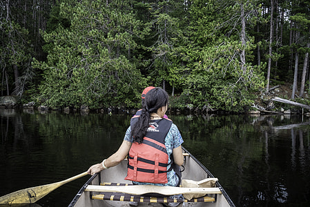 People Rowing a canoe at Algonquin Provincial Park, Ontario thumbnail