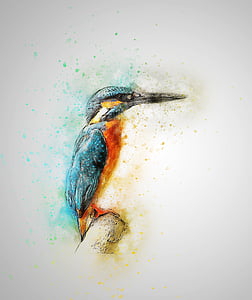 River kingfisher painting thumbnail