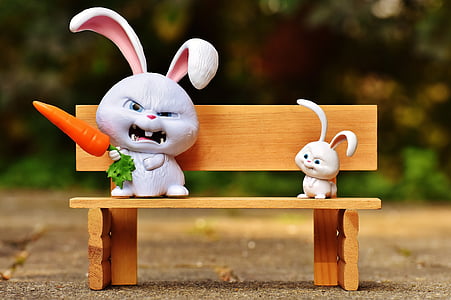 Secret Life of Pets bunny standing on brown wooden bench thumbnail