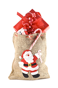 brown drawstring pouch with red gift box thumbnail