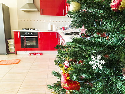 Christmas Tree With Baubles and String Lights thumbnail