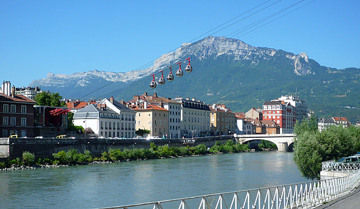Lower station with landscape and mountains and lakes in Grenoble, France thumbnail