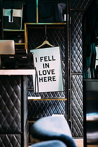 i fell in love here hanging signage board thumbnail