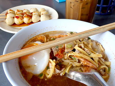 ramen in white ceramic bowl thumbnail