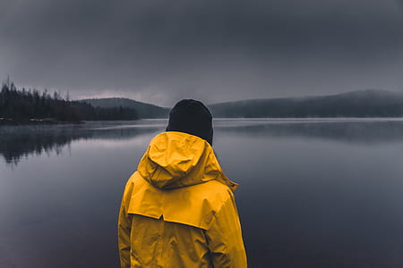 person, jacket, yellow, coat thumbnail