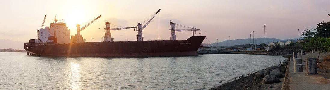 black and white cargo ship thumbnail