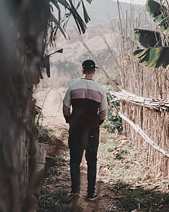 man wearing pink, white, and black sweatshirt thumbnail