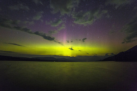 Aurora Borealis at Lake McDonald at Glacier National Park, Montana thumbnail