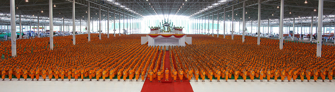Lines of Monks in Thailand thumbnail