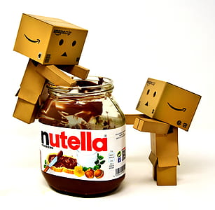 Nutella jar and two brown Amazon boxes clip art thumbnail