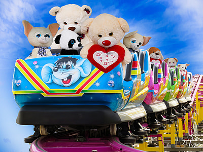 animal plush toys riding roller coaster thumbnail