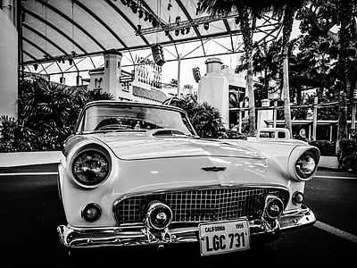 grayscale photo of classic car thumbnail