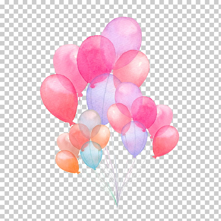 Balloon Watercolor painting Stock illustration Illustration, Hand-painted watercolor balloon illustration, assorted-color balloon artwork PNG clipart