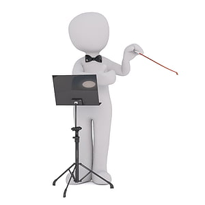 human figure standing in front of music stand thumbnail