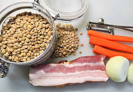 flat lay photography of grains and meat thumbnail