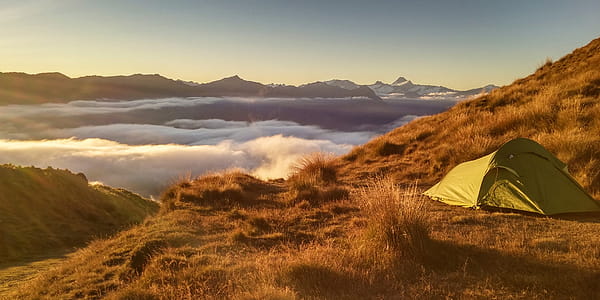 Green Tent On Top Of Mountain thumbnail